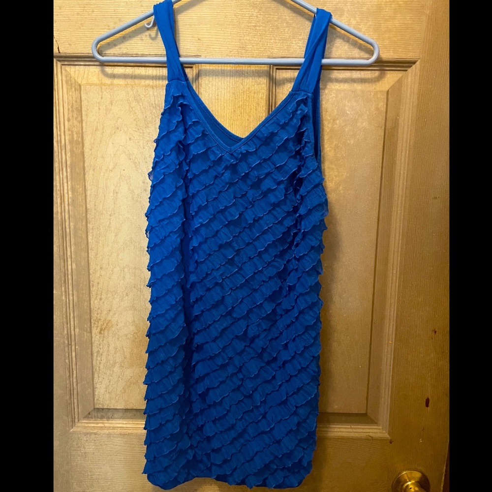 Blue ruffle tank top
